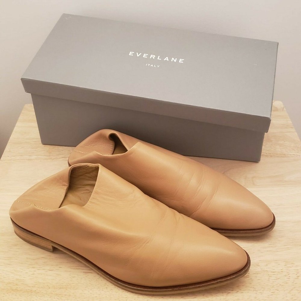 Everlane Tan Leather Slip-On Mules